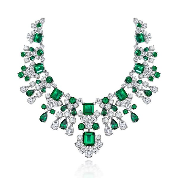 #304 925silver symmetrical sunflower Geometric 8.5ct high-carbon diamond Necklace
