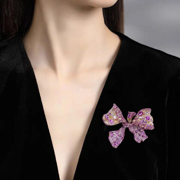 #258 Fashionable and High-end 925 silver Niche Design Bow Tie Style women's brooch - Image 2
