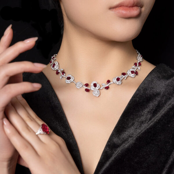 #265 Fashionable and high-end 925 silver niche design rose-shaped girls' necklace - Image 5