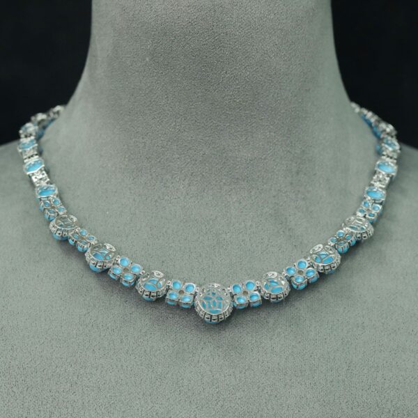 #267 Fashionable and high-end 925 silver niche design blue ladies' Necklace - Image 5