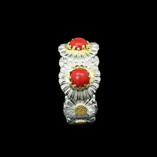 #269 Fashion and Sophistication 925 Silver Niche Design Orange-red Daisy shape ladies' ring - Image 6