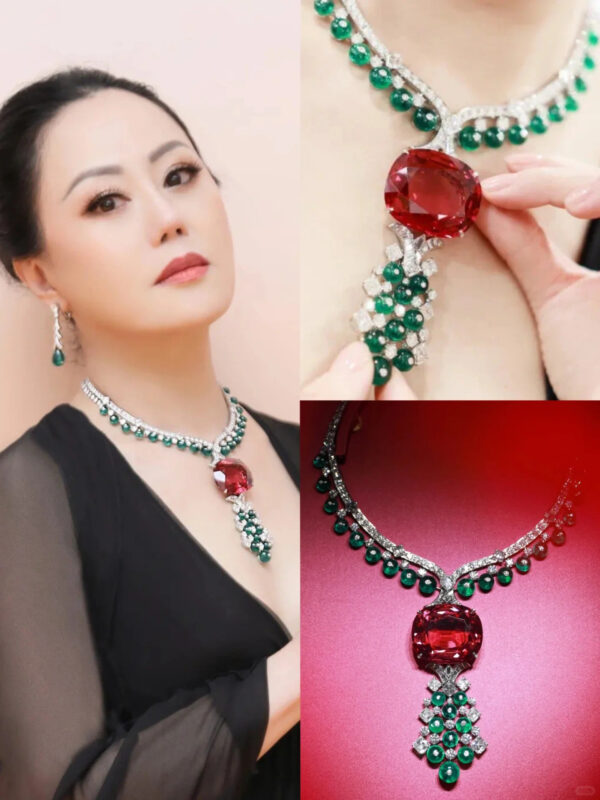 #264 Fashionable and high-end 925 silver niche design green long pendant Girls' necklace - Image 6