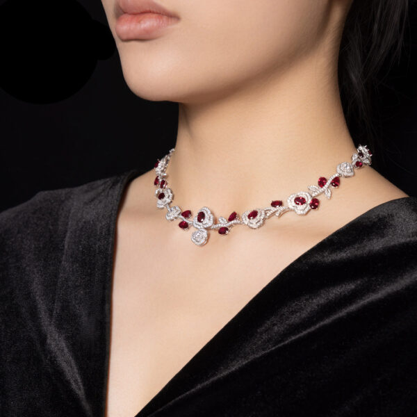 #265 Fashionable and high-end 925 silver niche design rose-shaped girls' necklace - Image 7
