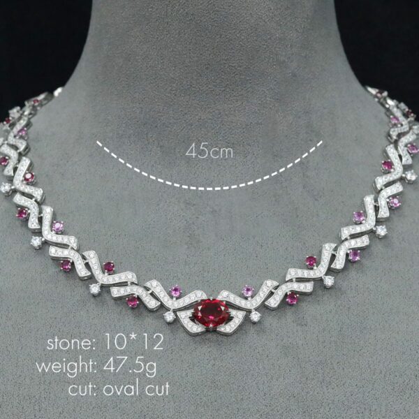 #252 Fashionable and high-end 925 silver niche design Versatile red girls' necklace - Image 2