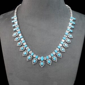 #241 Fashionable and high-end 925 silver, niche blue pine, unique geometric, versatile girls' bracelet and necklace