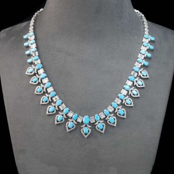 #241 Fashionable and high-end 925 silver, niche blue pine, unique geometric, versatile girls' bracelet and necklace