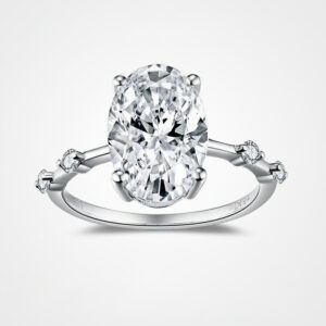 #153 S925 Silver Light Luxury Exquisite High-end Oval 4.5-carat Moissanite ring for women