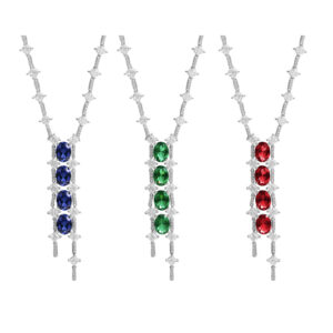 #163 S925 Silver Light Luxury Exquisite High-end Cultivated emerald necklace with chain