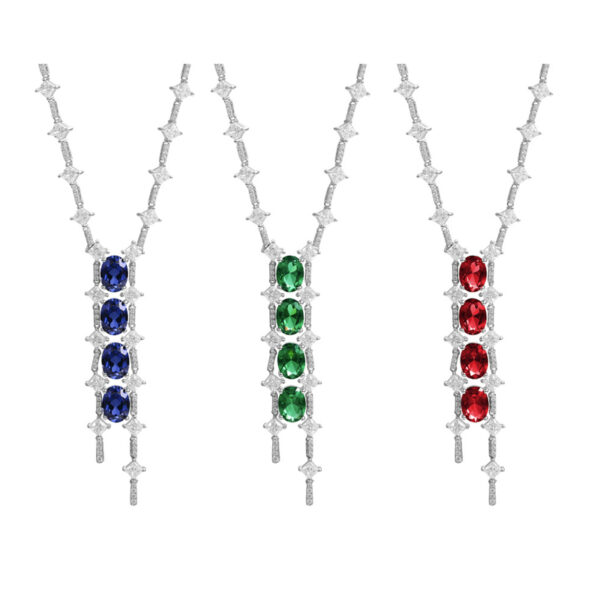 #163 S925 Silver Light Luxury Exquisite High-end Cultivated emerald necklace with chain