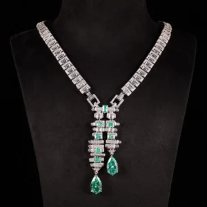 #427 S925 silver plated with gold, Paráiteba color cultivated diamond ladies' evening necklace