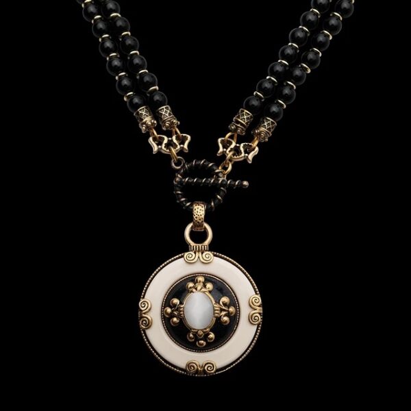 #314 Stylish and High-end retro black agate necklace - Image 2