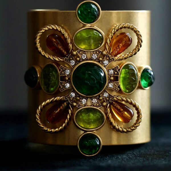#315 Stylish and High-end Retro brass Glass bracelet - Image 9