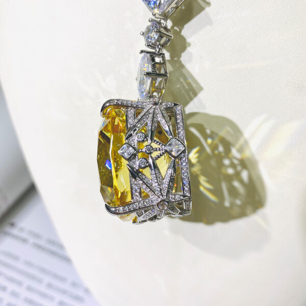 #218 S925 silver Fengfang goose yellow 30*30ct high-carbon diamond wedding necklace for ladies - Image 4