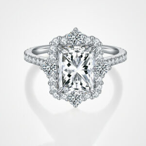 #232 S925 Silver Light Luxury, Exquisite and high-end 4-carat Redien Che All-Moissan diamond ring