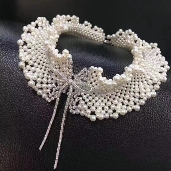 #111 925 Silver inlaid zircon natural pearl necklace, hand-woven pearl necklace - Image 4