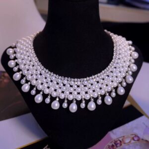 #104 Natural Freshwater Pearl Necklace 925 Silver Set Zircon Pearl Retro Necklace