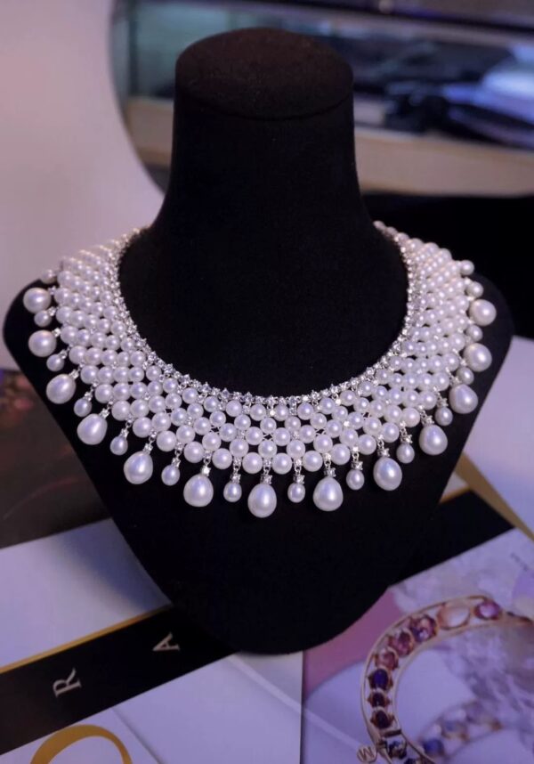 #104 Natural Freshwater Pearl Necklace 925 Silver Set Zircon Pearl Retro Necklace