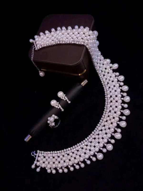 #104 Natural Freshwater Pearl Necklace 925 Silver Set Zircon Pearl Retro Necklace - Image 3