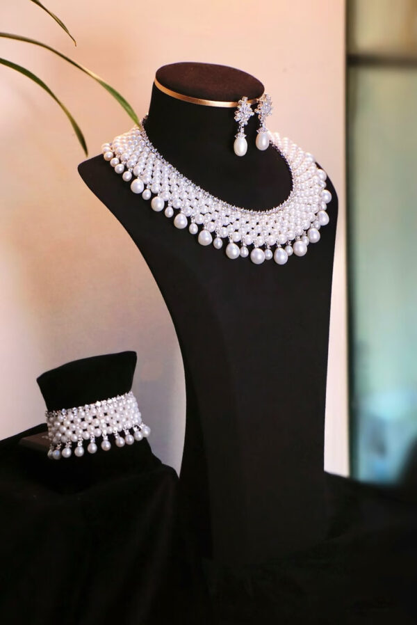 #104 Natural Freshwater Pearl Necklace 925 Silver Set Zircon Pearl Retro Necklace - Image 4