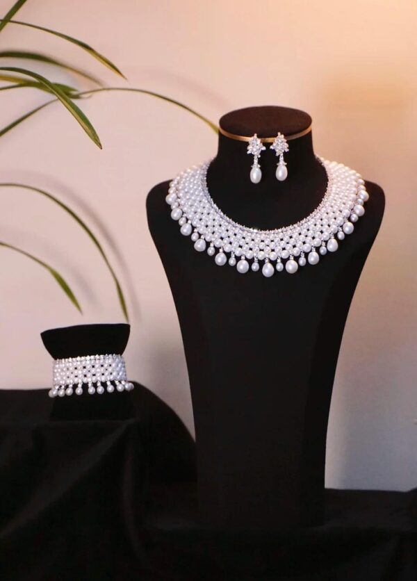 #104 Natural Freshwater Pearl Necklace 925 Silver Set Zircon Pearl Retro Necklace - Image 5