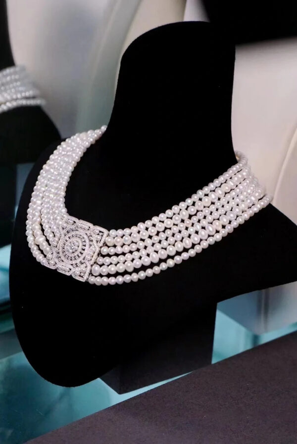 #116 Natural Pearl Necklace Bracelet Set, 925 sterling silver inlaid with zircon - Image 4