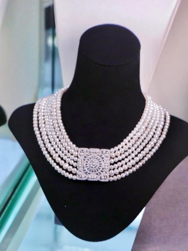 #116 Natural Pearl Necklace Bracelet Set, 925 sterling silver inlaid with zircon