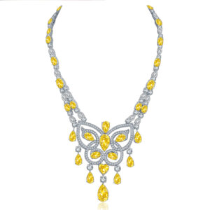 364# S925 silver laboratory-grown diamond women's evening party butterfly necklace