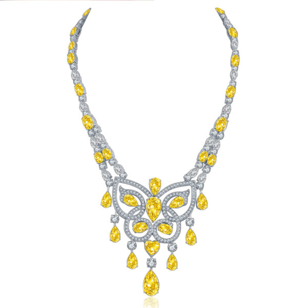 364# S925 silver laboratory-grown diamond women's evening party butterfly necklace