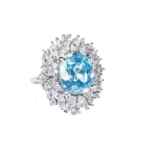 # 35 S925 Silver Aquamarine 4-carat Moissanite ring - Image 10
