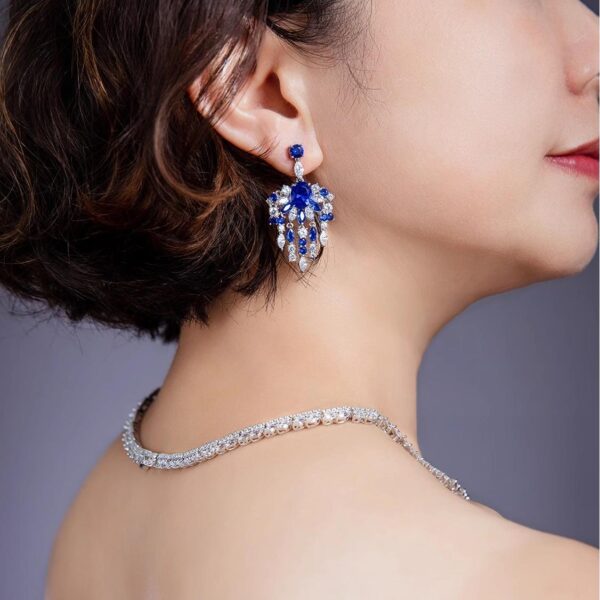 #307 10-carat S925 silver-gilded laboratory-grown sapphire women's dinner necklace/pendant - Image 9