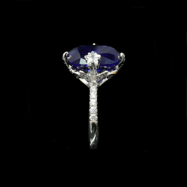 #197 925 Silver gold-plated ring, High carbon diamond, Royal blue, cushion-shaped golden star girls' ring - Image 7