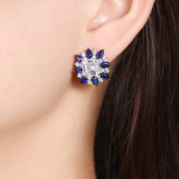 #266 S925 silver laboratory-grown blue sapphire necklace, earrings, and ring - Image 17