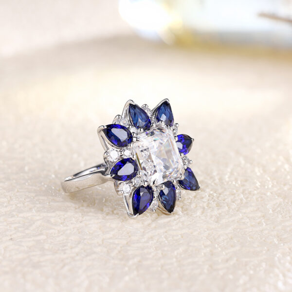 #266 S925 silver laboratory-grown blue sapphire necklace, earrings, and ring - Image 20