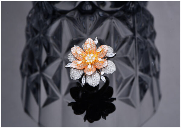#202 S925 Silver micro-set Zircon large Flower ring, a new exaggerated and personalized girls' ring - Image 12