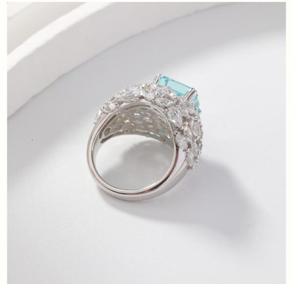 #206 S925 Pure Silver Gold Plated High Carbon Diamond Ice Flower Cut Ring for Women - Image 9