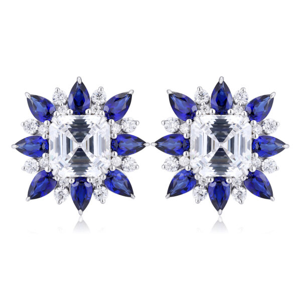 #266 S925 silver laboratory-grown blue sapphire necklace, earrings, and ring - Image 18