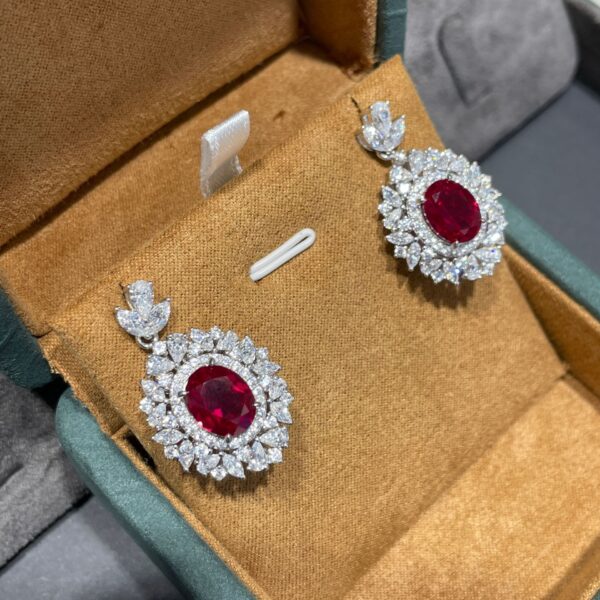 #309 6-carat laboratory-grown ruby gold-plated silver ring, necklace pendant, earrings - Image 8