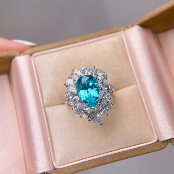 #120 S925 Silver Light Luxury Exquisite High-end Feel 8.63-carat Large water drop cultivated Paraiba blue Gemstone necklace - Image 12