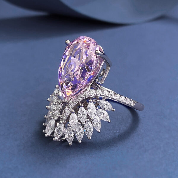 #277 New S925 Silver 5ct Drop-shaped 10*15mm High-Carbon Diamond Women's Ring - Image 6