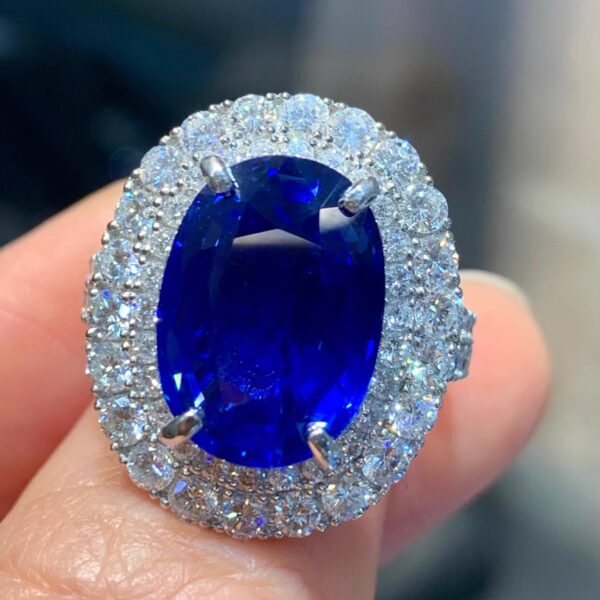 402#AIGS High Order Fashionable Natural Sri Lanka Royal Blue Sapphire Ring Main Stone 8.09 Carat ww - Image 5