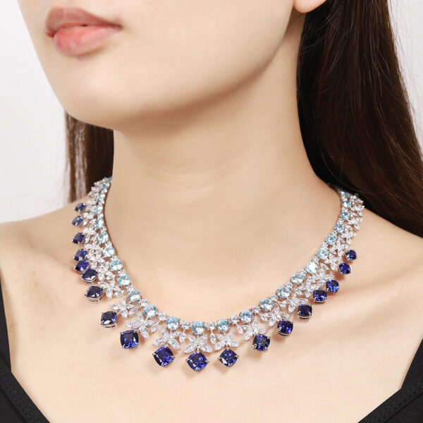 #272 S925 Silver Laboratory-Grown Sapphire Necklace for Ladies - Image 7