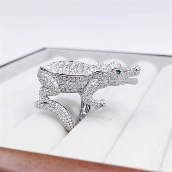 394#S925 silver plated platinum moissanite high-end fashion crocodile ring for men and women, European and American jewelry processing customization - Image 17