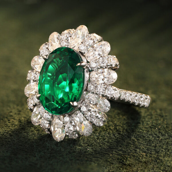 #140 S925 Silver Light Luxury Exquisite High-end 5-carat cultivated sapphire ring - Image 14