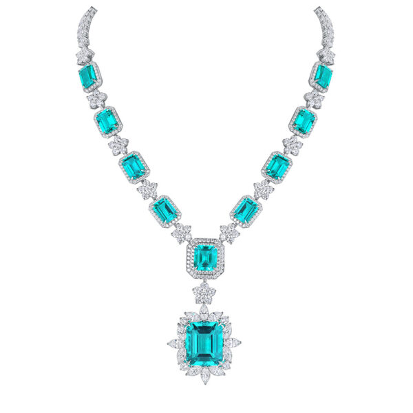 #216 S925 silver laboratory-grown emerald necklace. Main stone: 33.6 carats - Image 10
