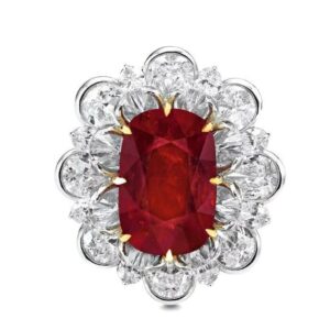 #199 925 silver-gold-plated ring, high-carbon diamond GRC cultivated ruby rose cut flower girls' ring