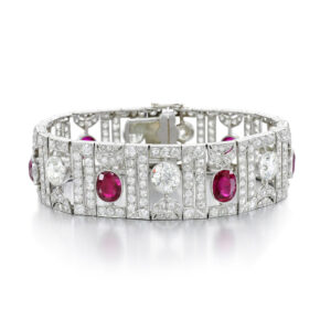 #195 925 Silver-gold-plated bracelet, high-carbon diamond GRC cultivated ruby - pigeon blood synthetic red corundum pillow-shaped cut girls' bracelet