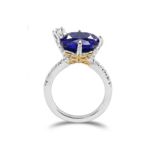 #197 925 Silver gold-plated ring, High carbon diamond, Royal blue, cushion-shaped golden star girls' ring