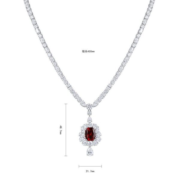 #271 S925 silver Laboratory-grown ruby pigeon-blood red ladies' necklace - Image 13