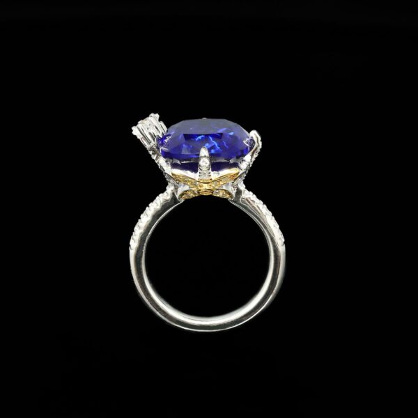 #197 925 Silver gold-plated ring, High carbon diamond, Royal blue, cushion-shaped golden star girls' ring - Image 8