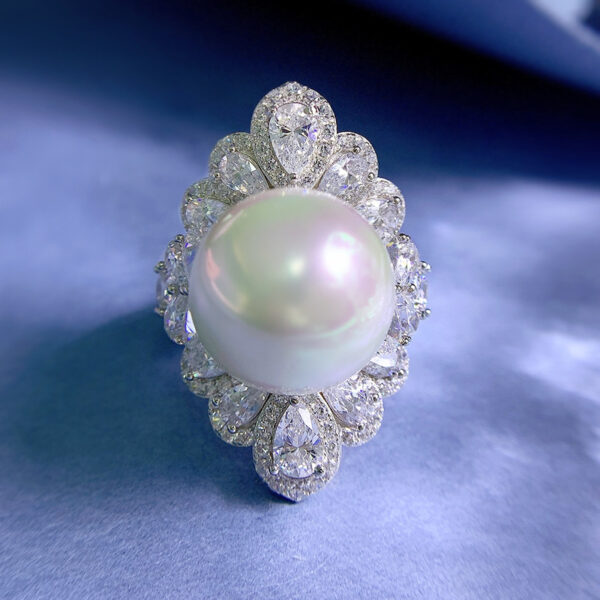 #278 New S925 Silver 16mm Pearl Set Ring - Image 10